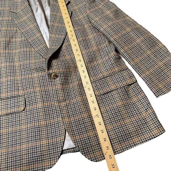 Nordstrom Houndstooth Wool Blazer 42R USA Made Vintage 2 Button Jacket Sportcoat - Picture 8 of 10